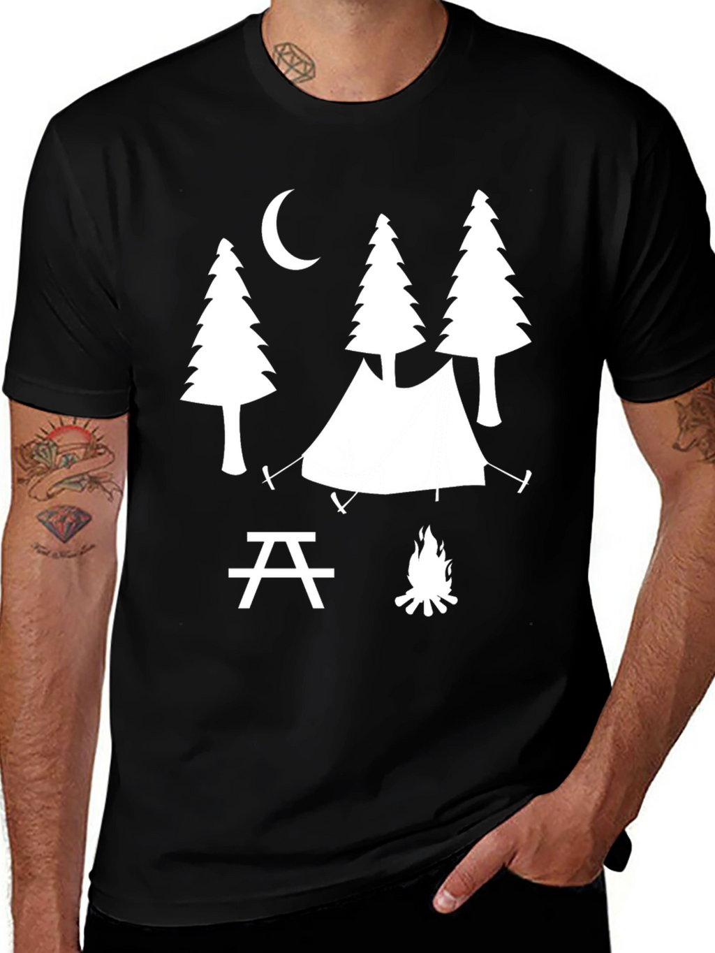 Camping Scene Graphic Tee - Outdoor Adventure Shirt