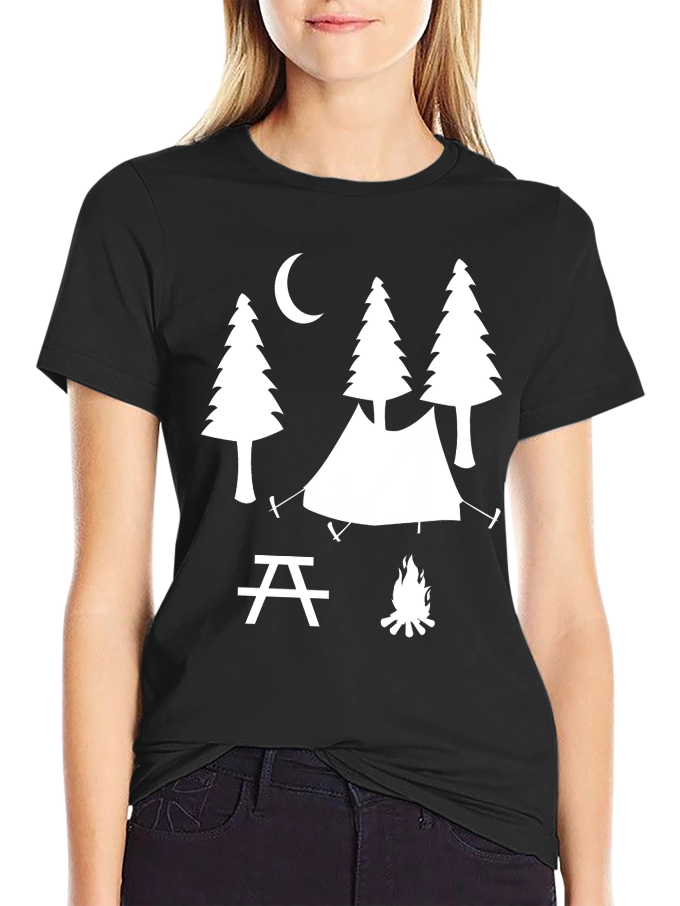 Camping Scene Graphic Tee - Outdoor Adventure Shirt