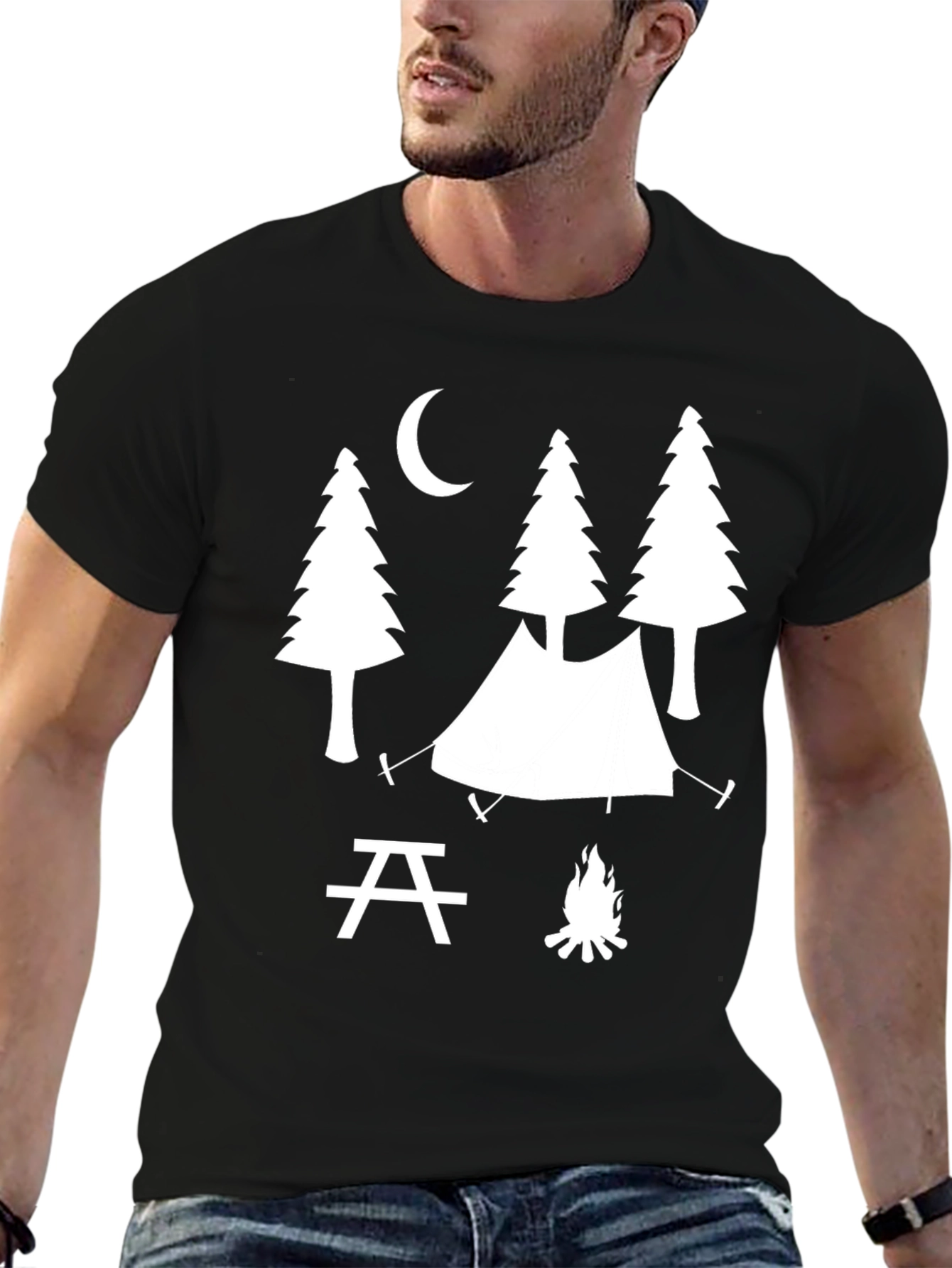 Camping Scene Graphic Tee - Outdoor Adventure Shirt
