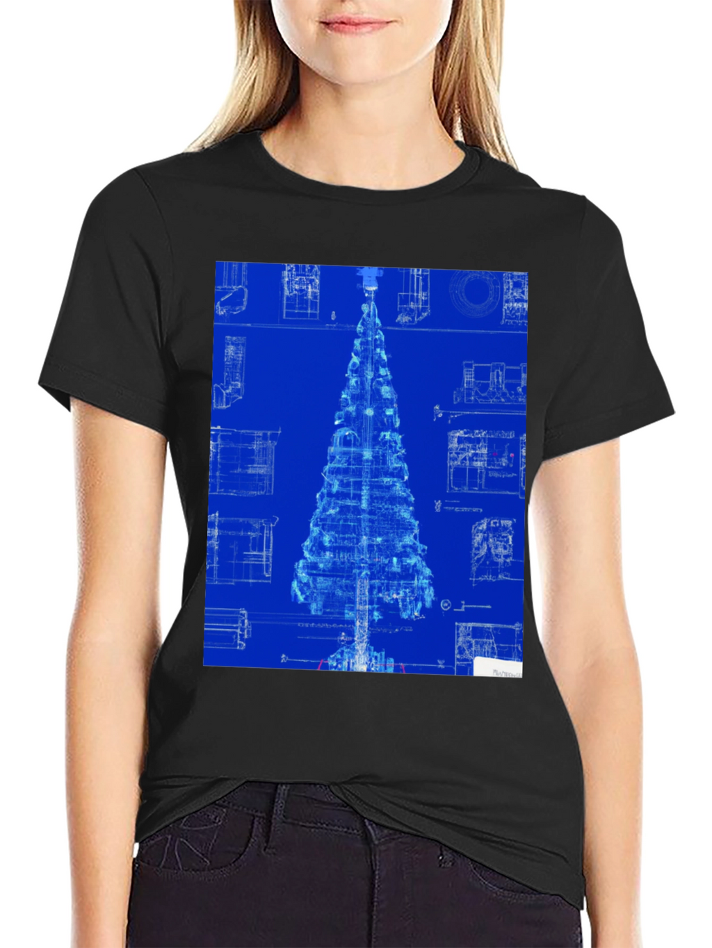 Blueprint Christmas Tree Graphic Tee