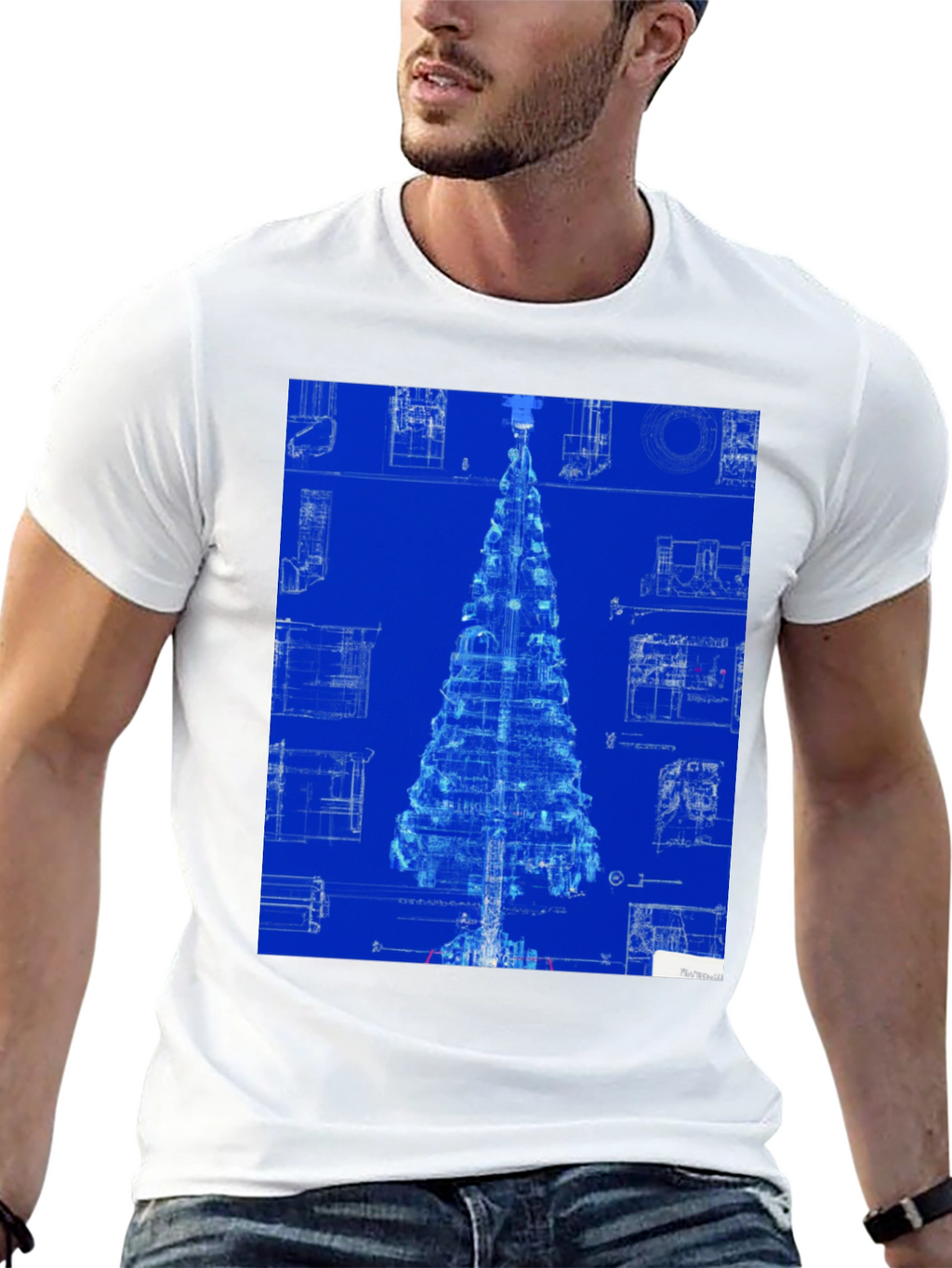 Blueprint Christmas Tree Graphic Tee