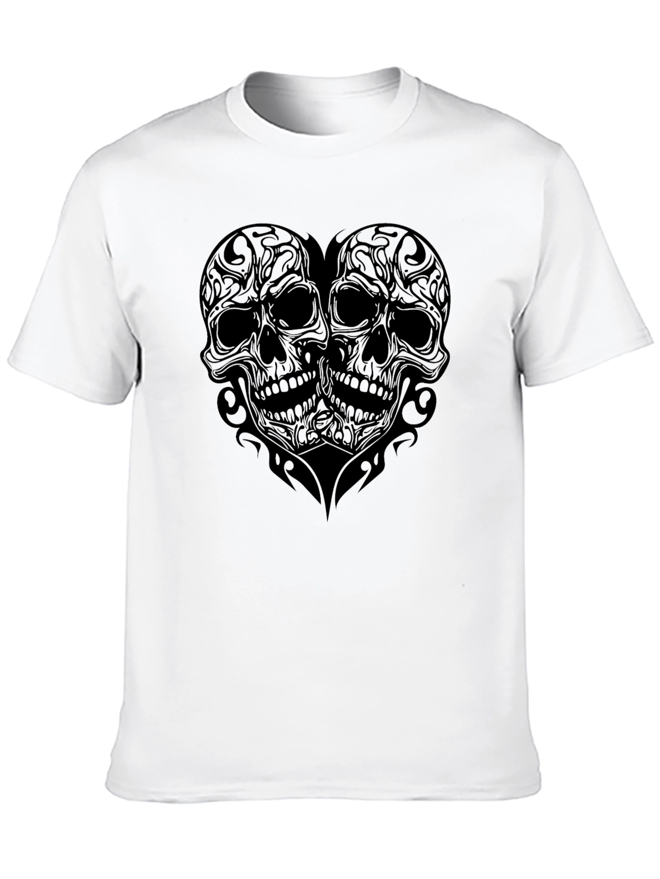 Skull Heart Graphic Print T-Shirt - Mens Black Tee