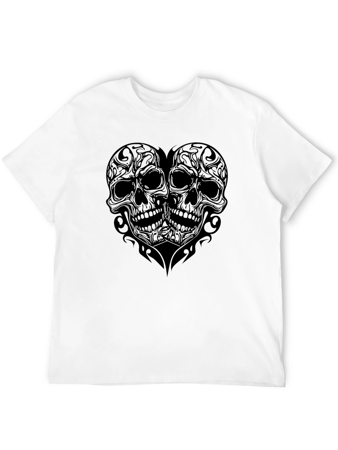 Skull Heart Graphic Print T-Shirt - Mens Black Tee