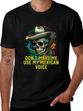 Mexican Voice Skull Graphic Tee - Novelty T-Shirt