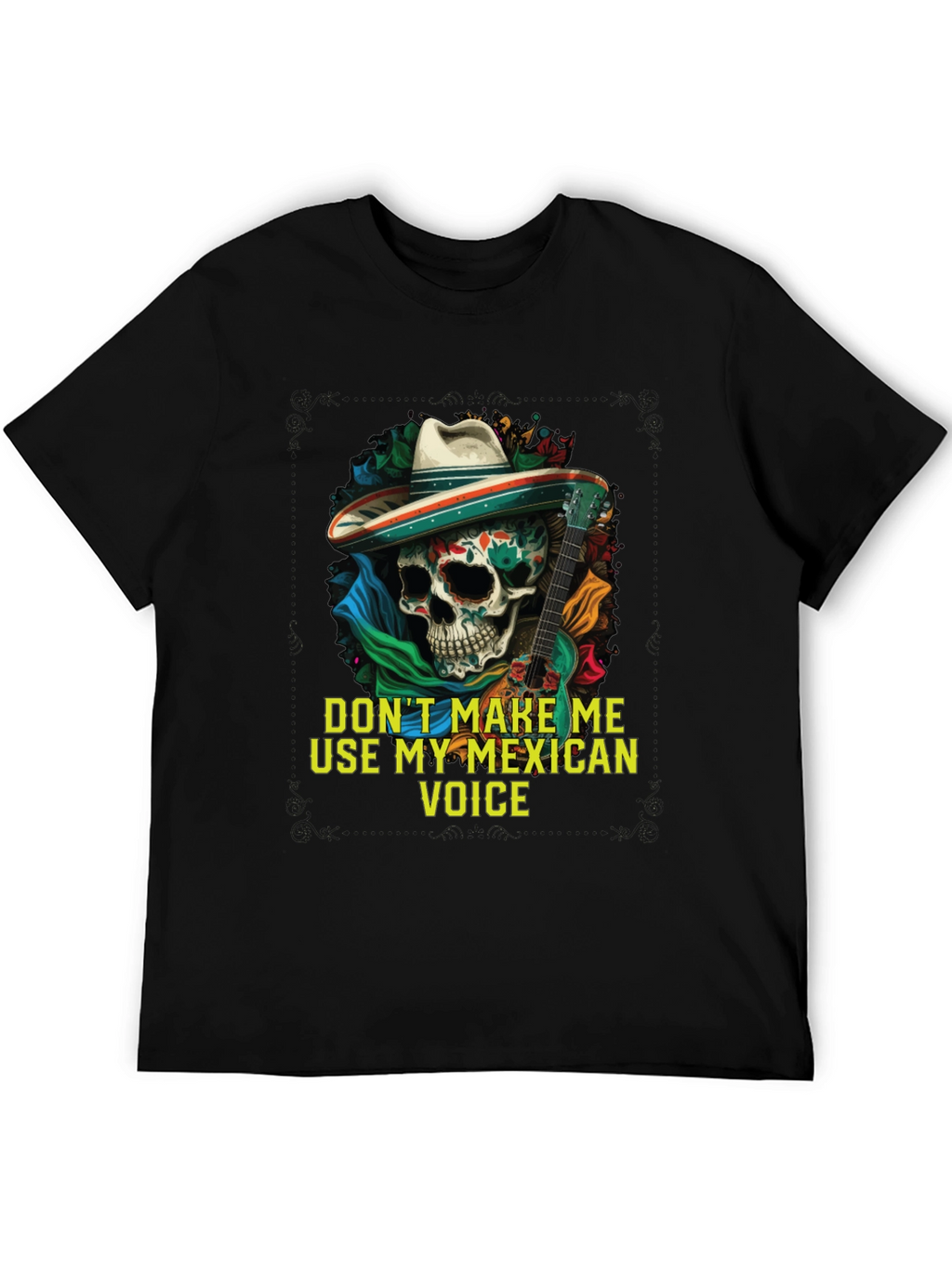 Mexican Voice Skull Graphic Tee - Novelty T-Shirt