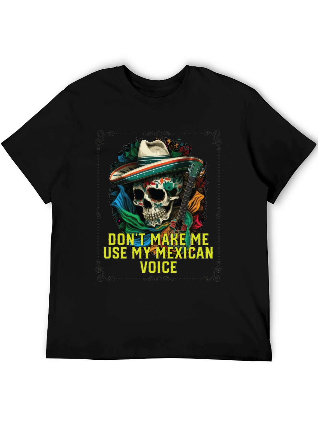 Mexican Voice Skull Graphic Tee - Novelty T-Shirt