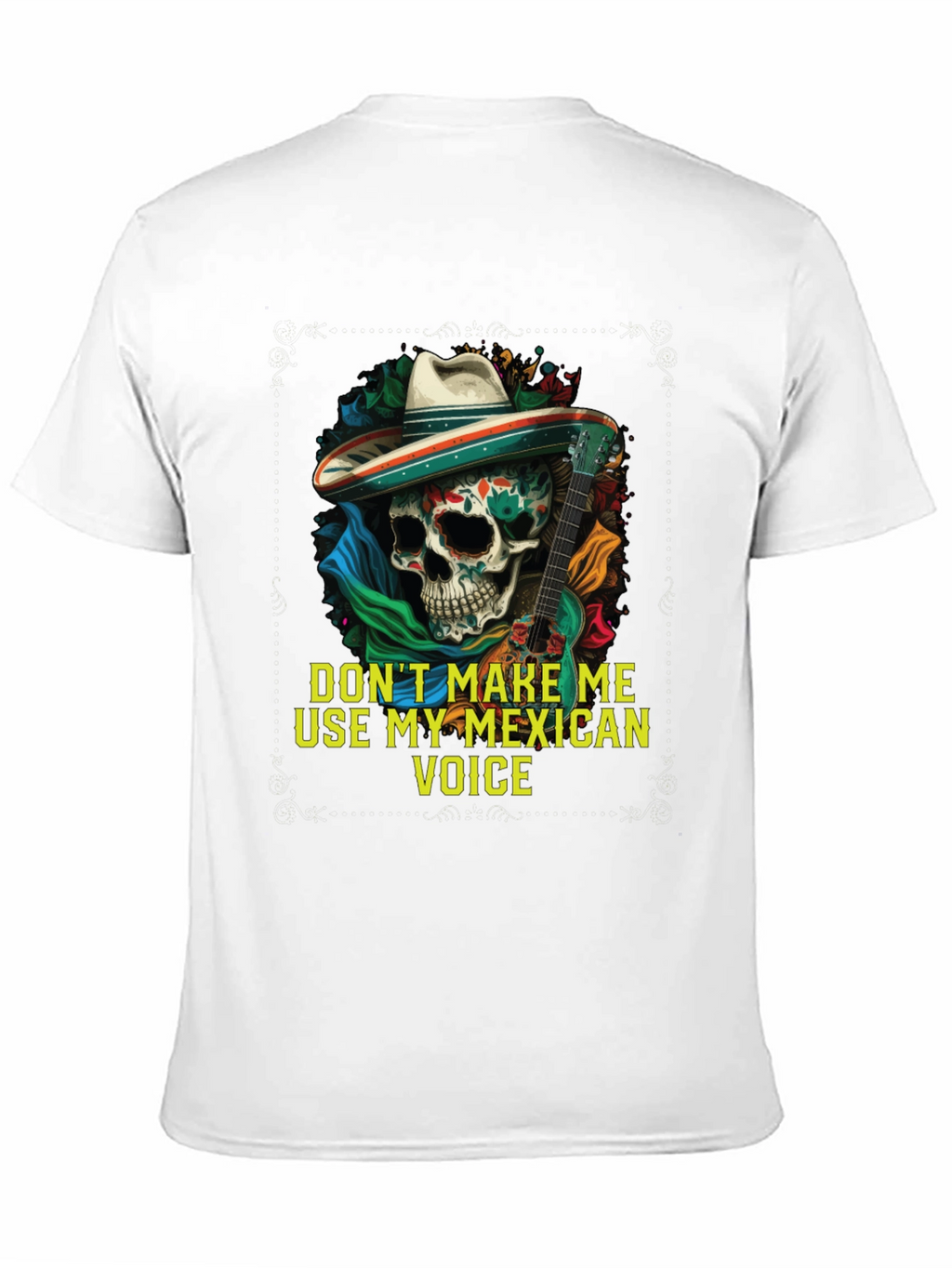 Mexican Voice Skull Graphic Tee - Novelty T-Shirt