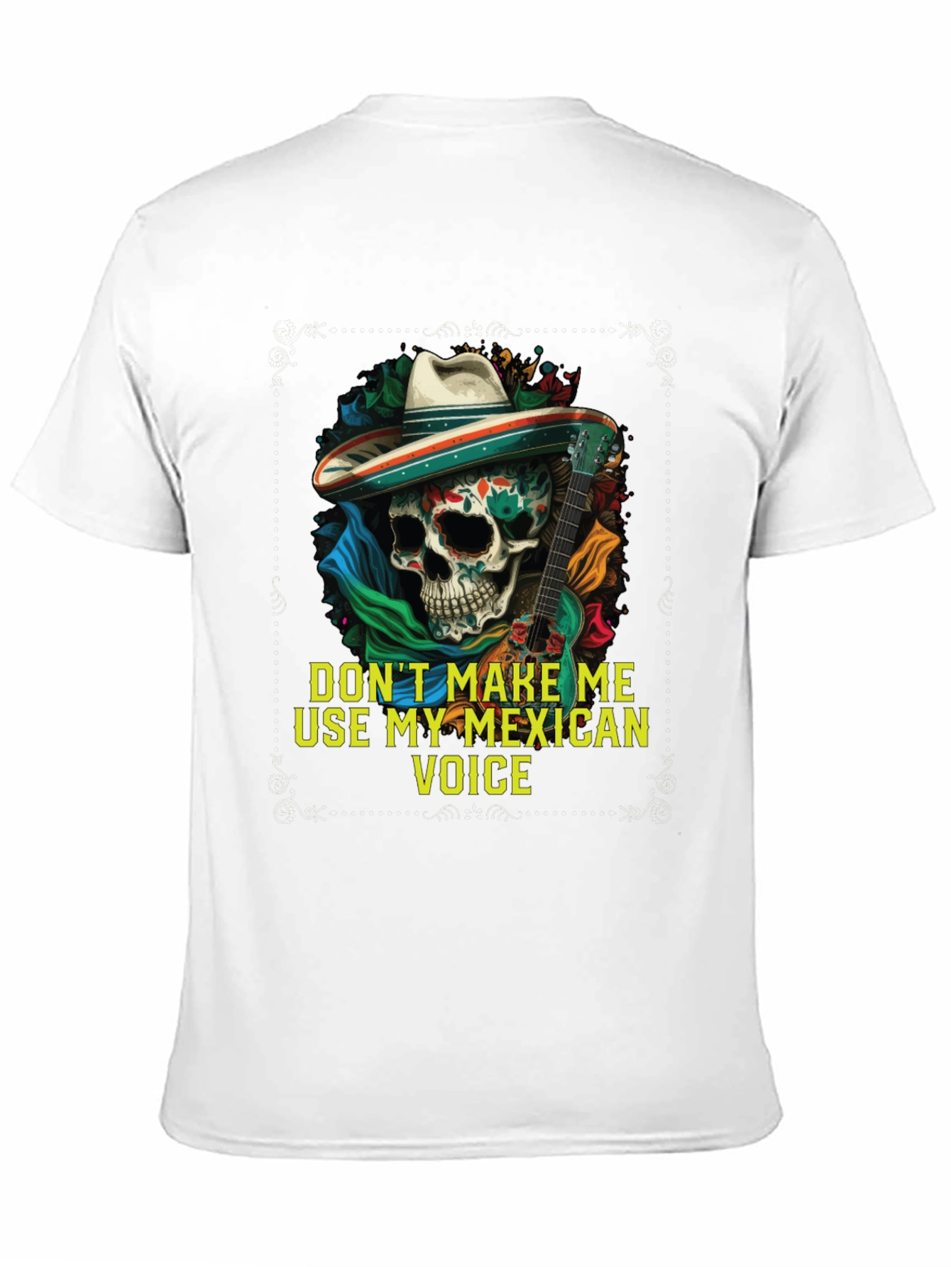 Mexican Voice Skull Graphic Tee - Novelty T-Shirt
