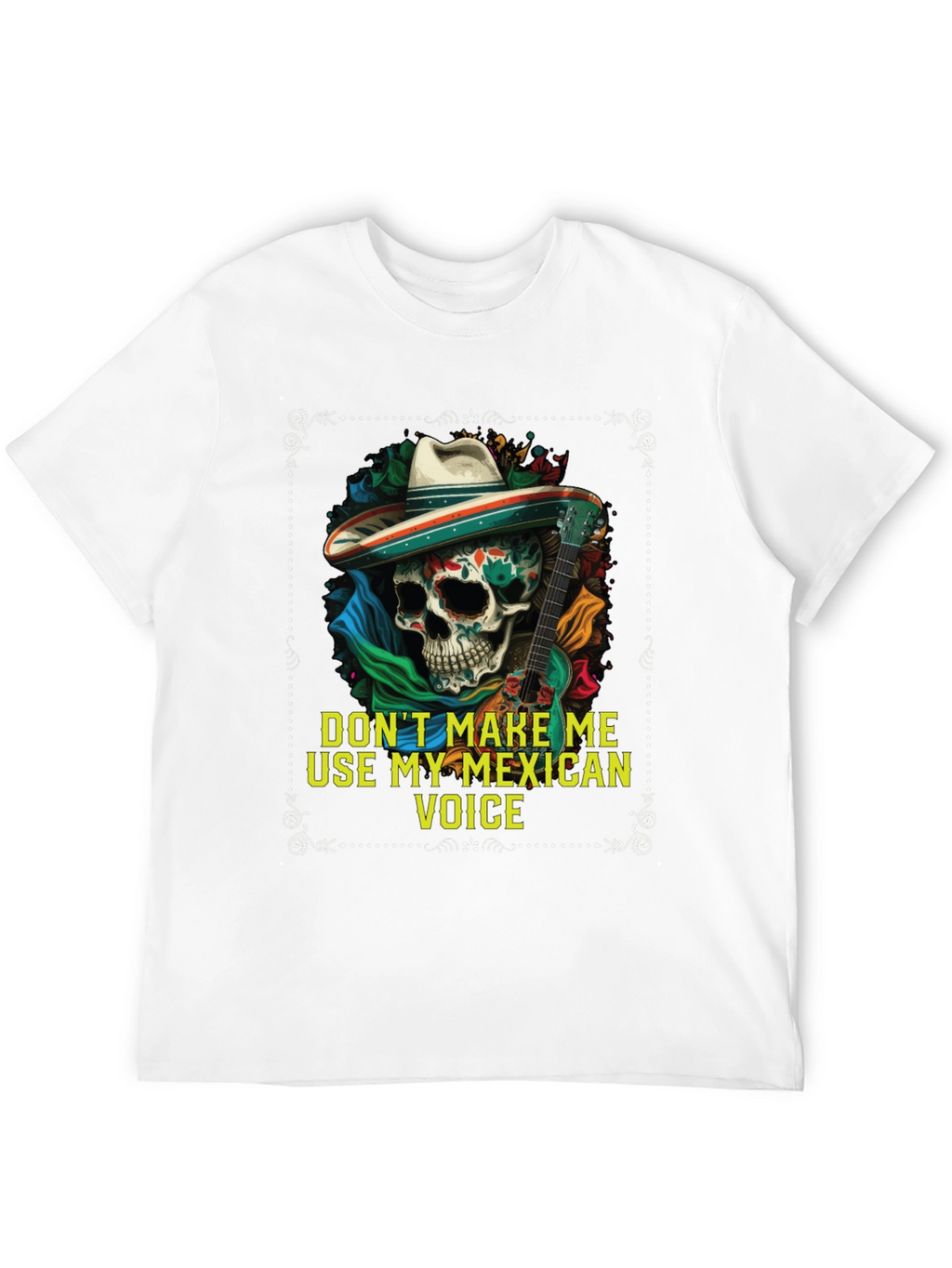 Mexican Voice Skull Graphic Tee - Novelty T-Shirt