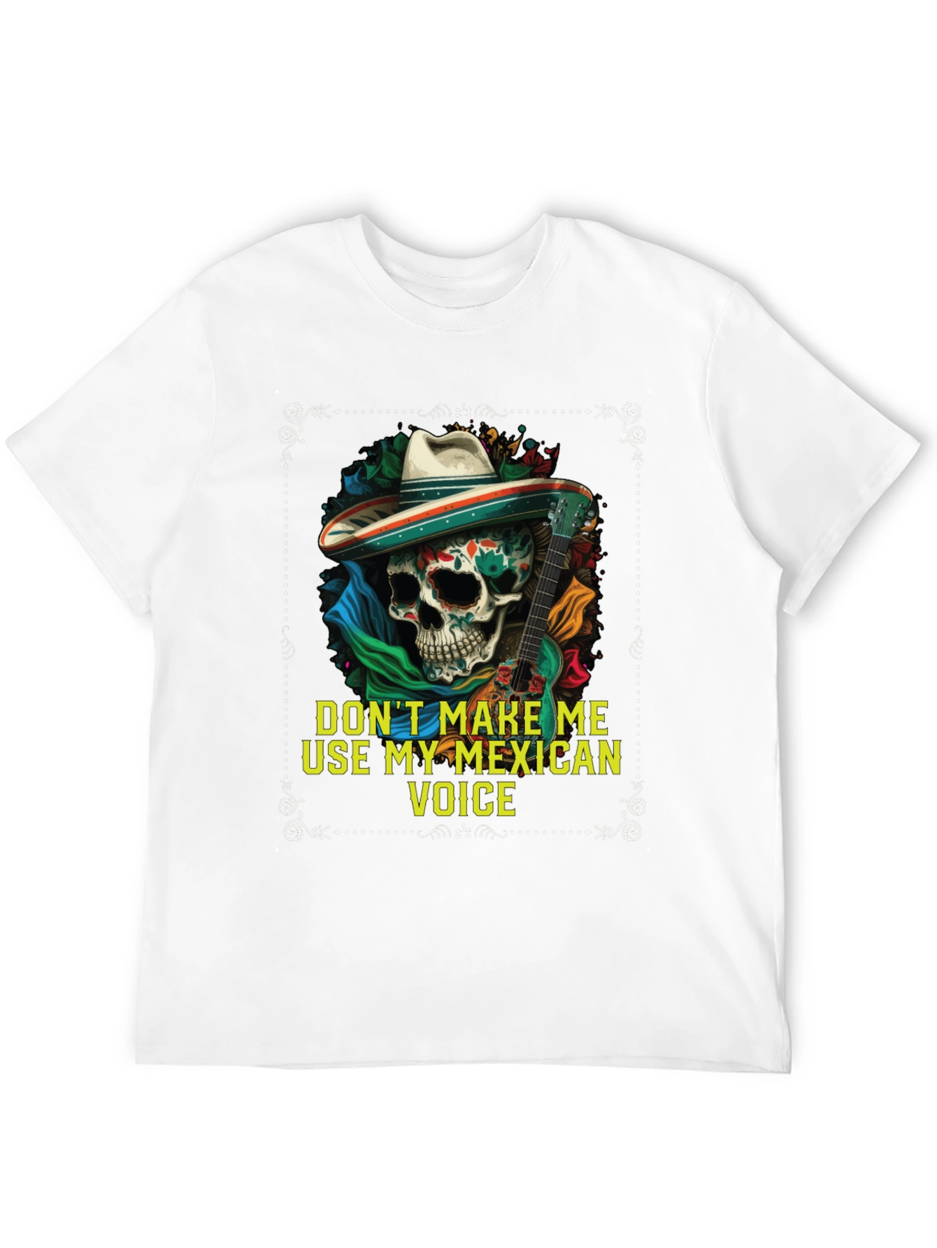 Mexican Voice Skull Graphic Tee - Novelty T-Shirt