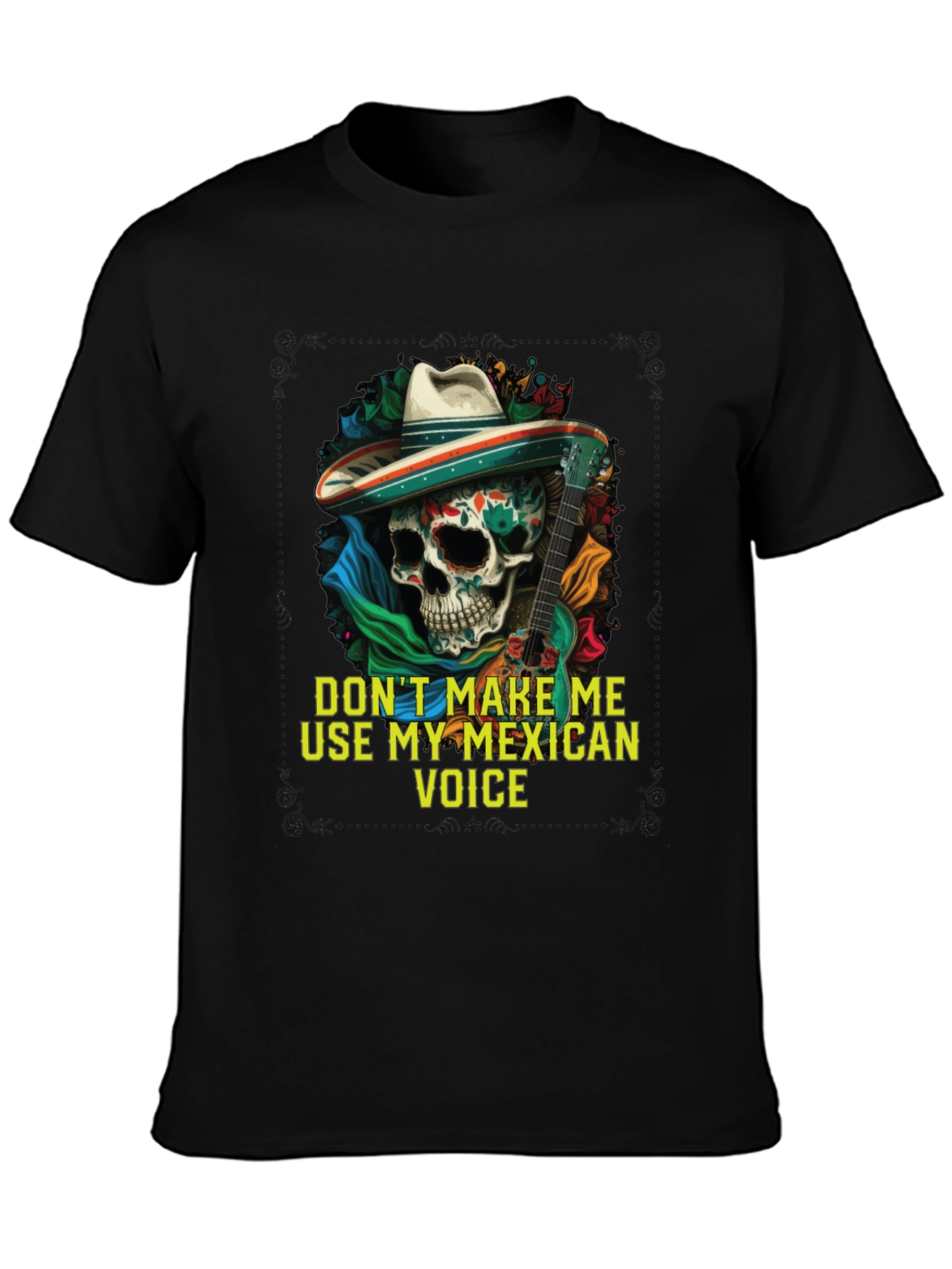 Mexican Voice Skull Graphic Tee - Novelty T-Shirt