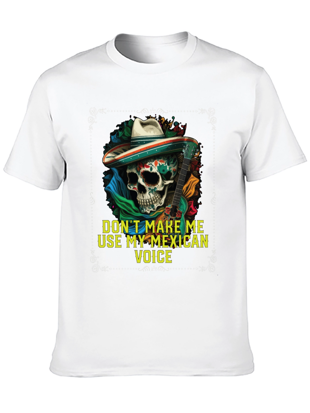 Mexican Voice Skull Graphic Tee - Novelty T-Shirt