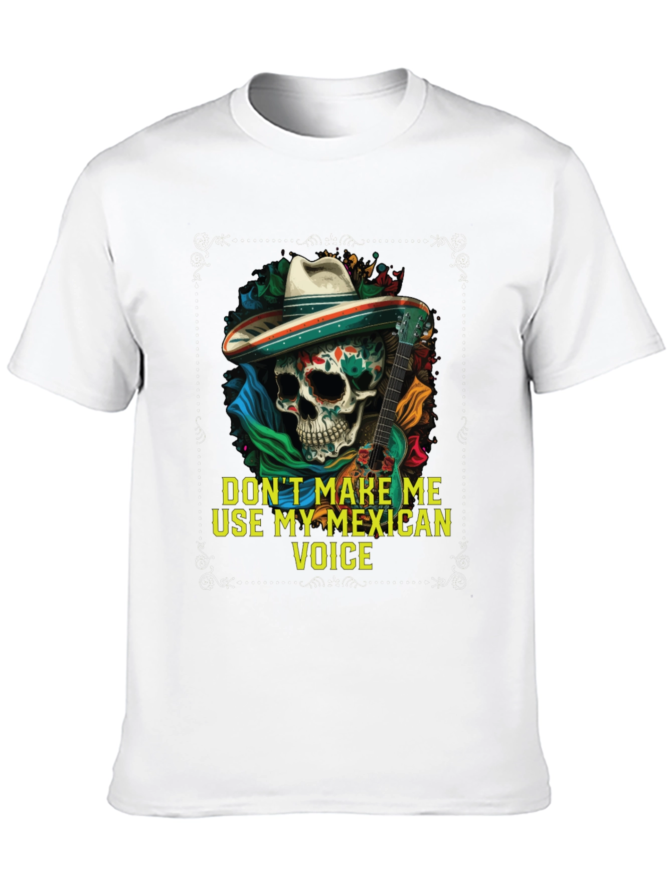 Mexican Voice Skull Graphic Tee - Novelty T-Shirt