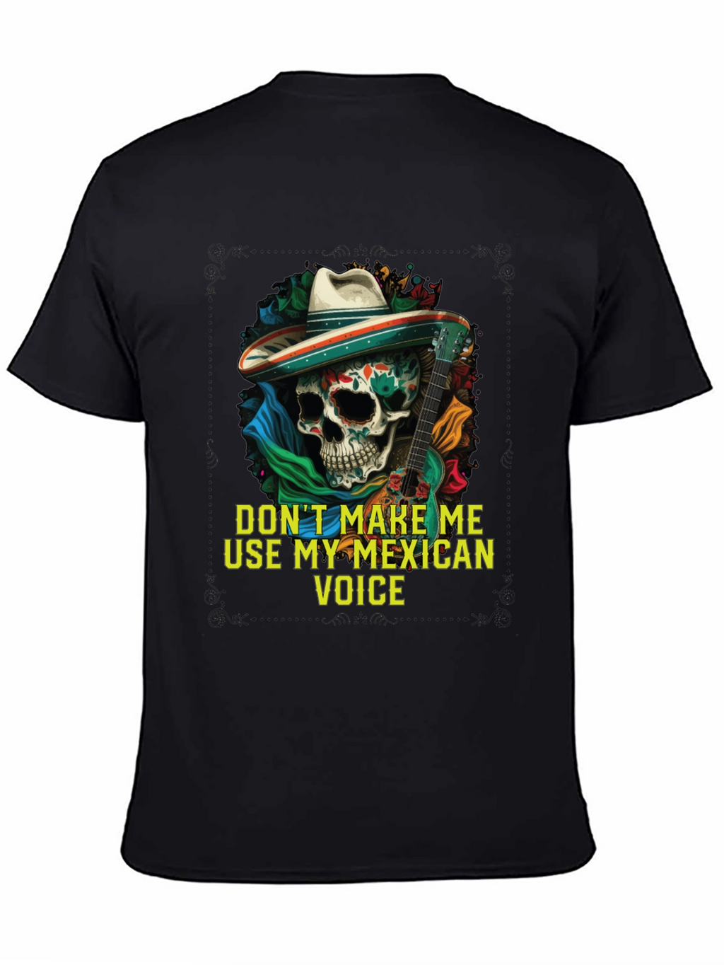 Mexican Voice Skull Graphic Tee - Novelty T-Shirt