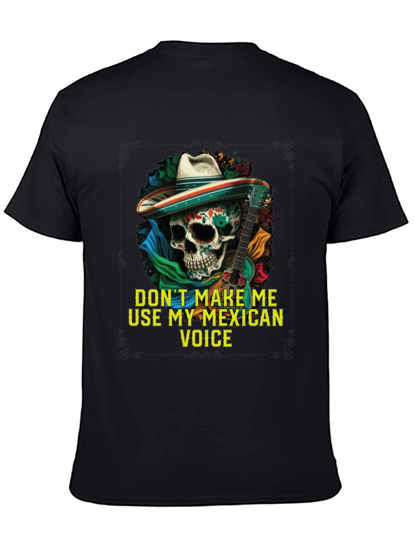 Mexican Voice Skull Graphic Tee - Novelty T-Shirt