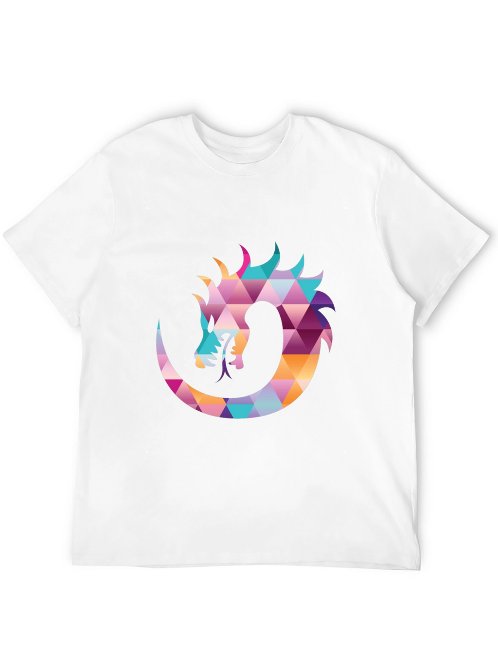 Geometric Dragon Print Black T-Shirt