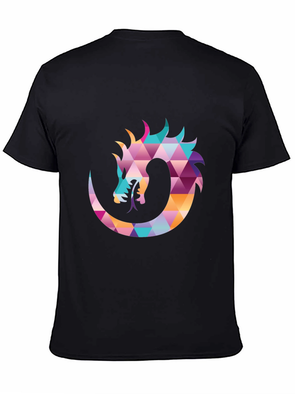 Geometric Dragon Print Black T-Shirt