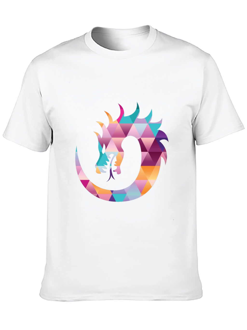 Geometric Dragon Print Black T-Shirt