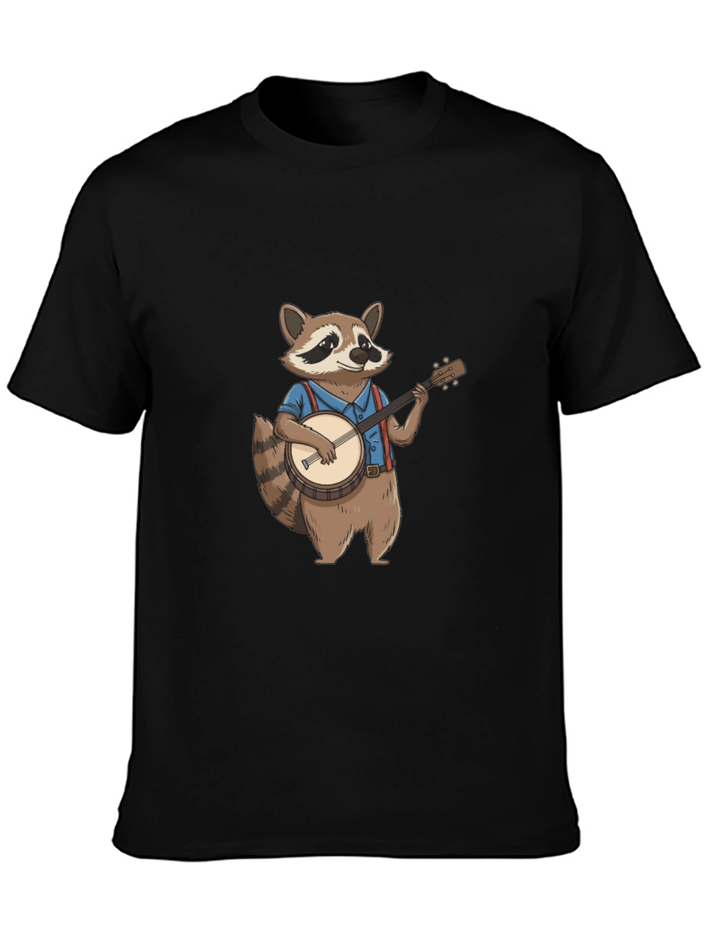 Raccoon Banjo Player Graphic Tee - Black