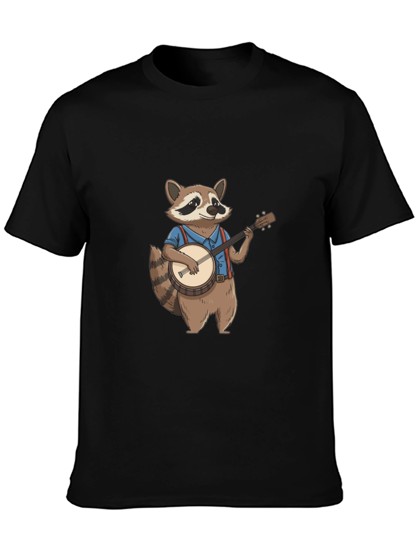 Raccoon Banjo Player Graphic Tee - Black