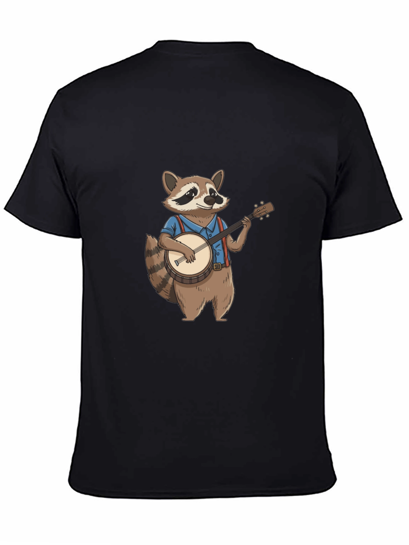 Raccoon Banjo Player Graphic Tee - Black