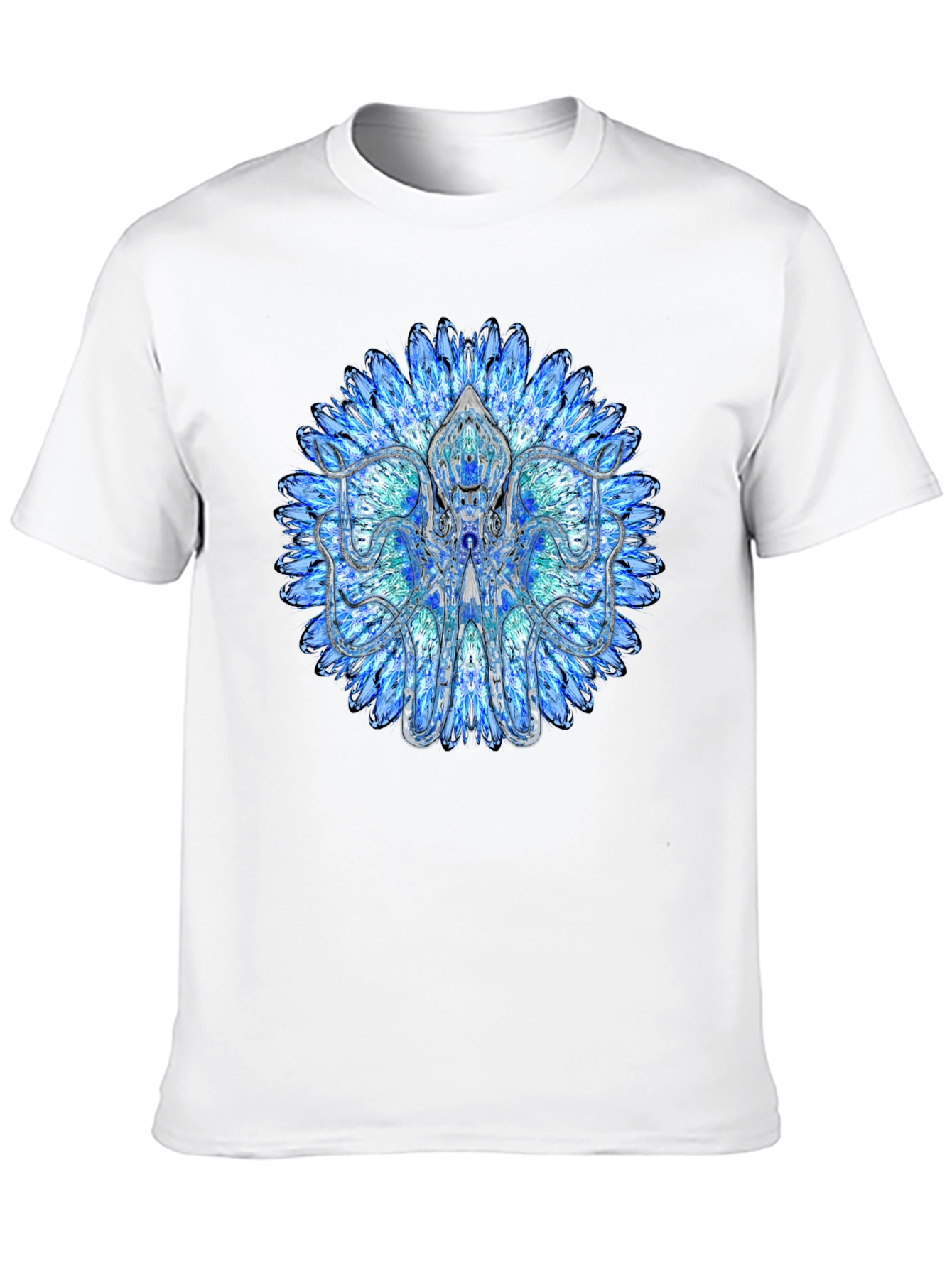 Blue Mandala Octopus Graphic Tee - Stylish Black T-Shirt
