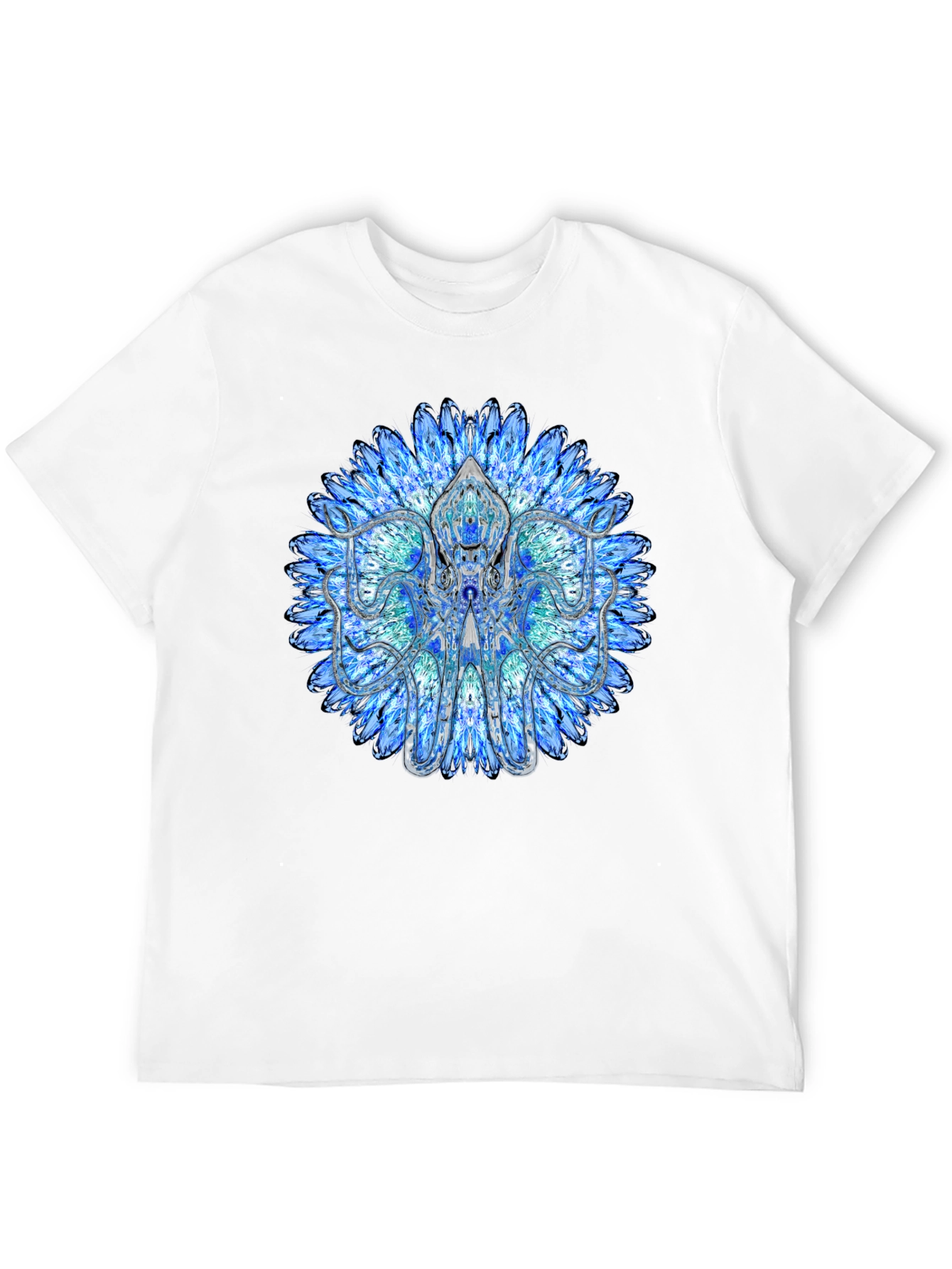 Blue Mandala Octopus Graphic Tee - Stylish Black T-Shirt