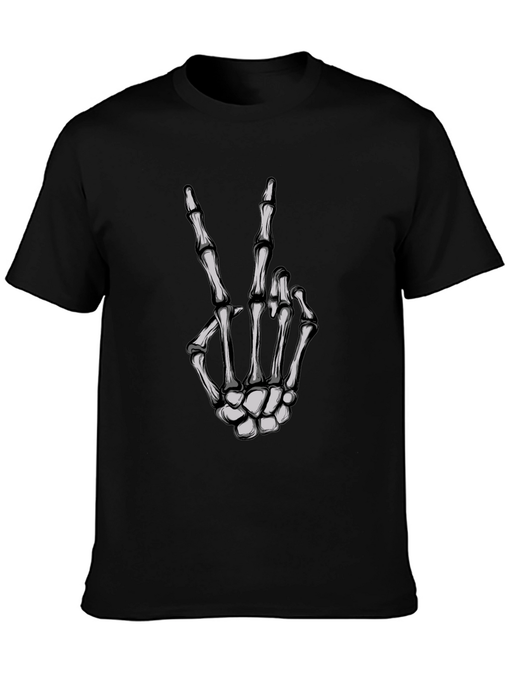 Skeleton Hand Peace Sign Graphic Tee