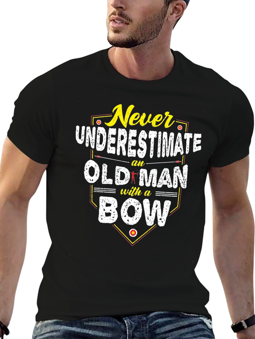 Never Underestimate Old Man with a Bow T-Shirt