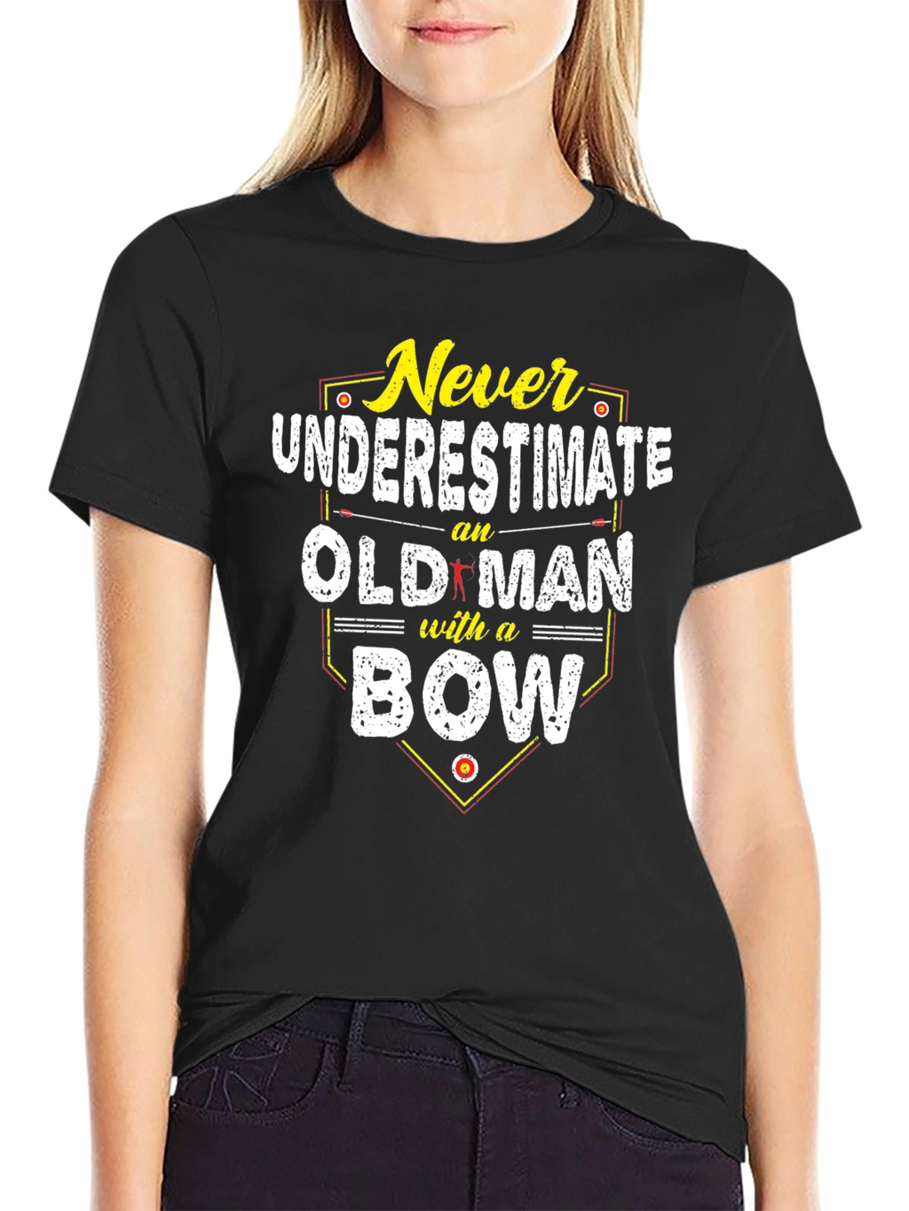 Never Underestimate Old Man with a Bow T-Shirt