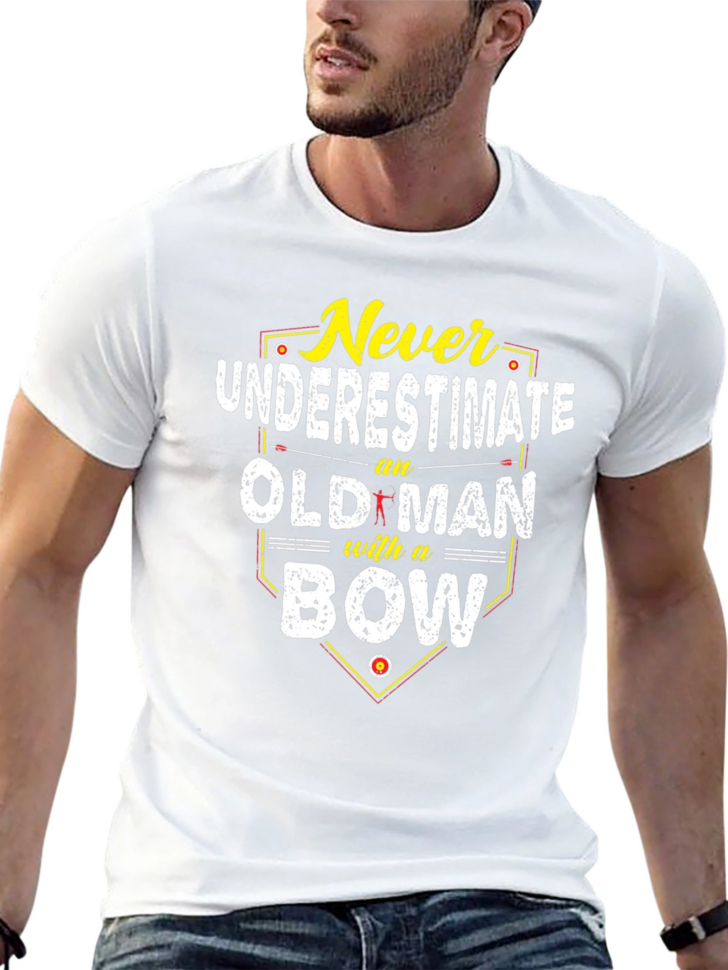 Never Underestimate Old Man with a Bow T-Shirt