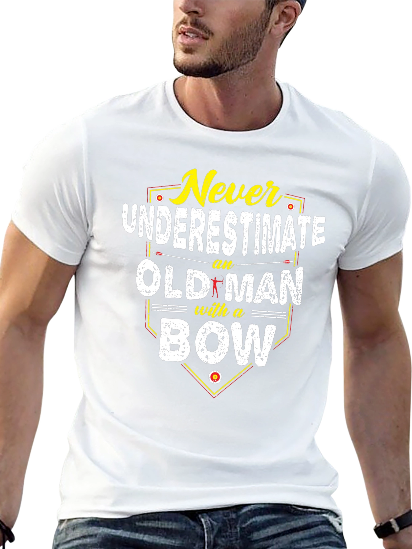 Never Underestimate Old Man with a Bow T-Shirt