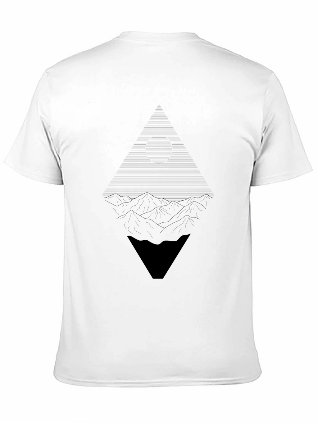 Abstract Geometric Mountain Graphic Tee - Black