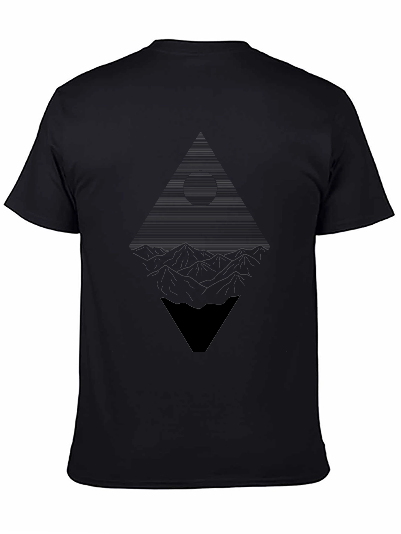 Abstract Geometric Mountain Graphic Tee - Black