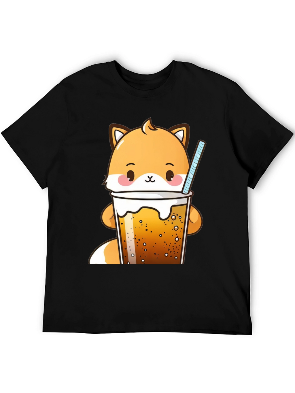 Kawaii Fox Boba Tea T-Shirt Cute Cartoon Design
