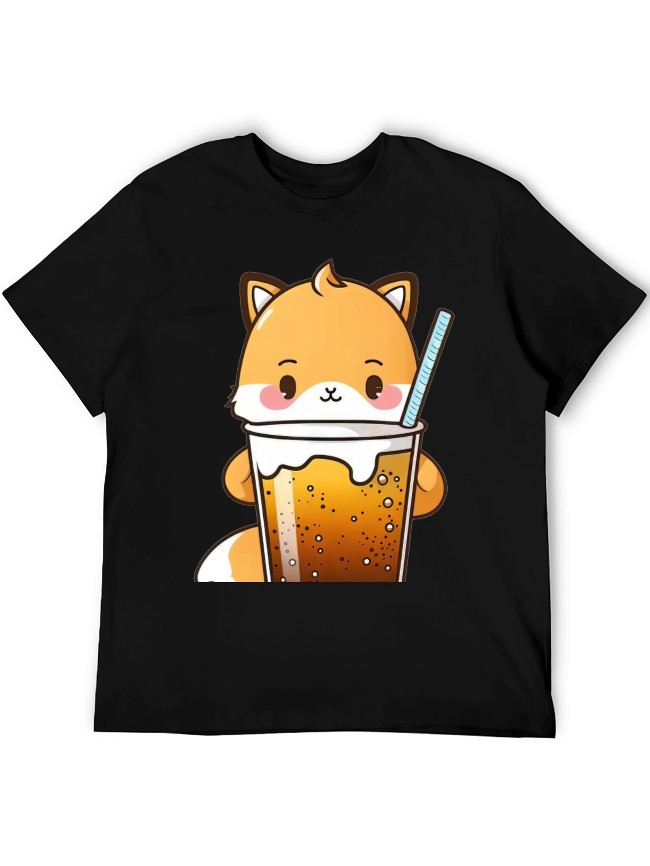 Kawaii Fox Boba Tea T-Shirt Cute Cartoon Design