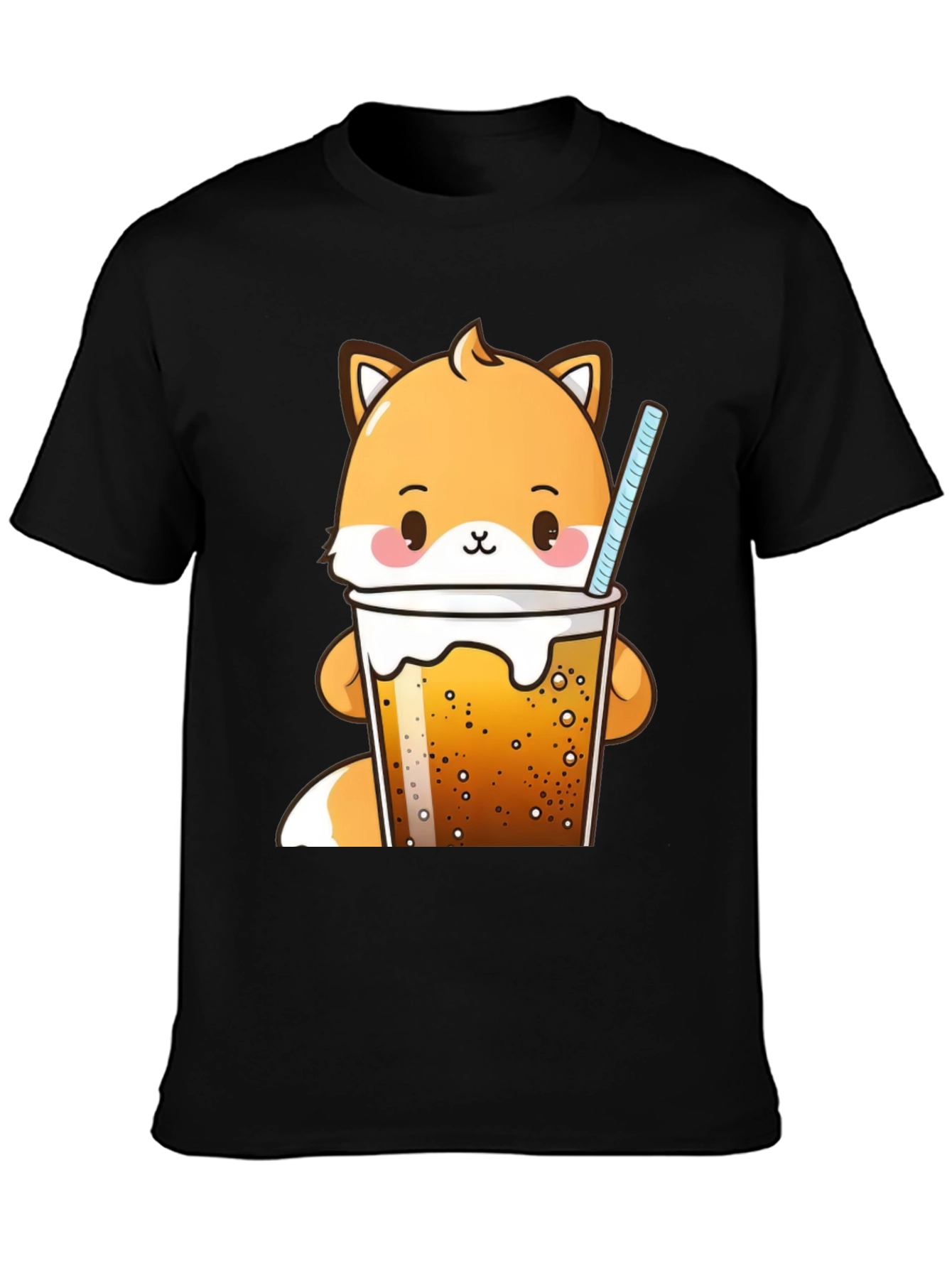 Kawaii Fox Boba Tea T-Shirt Cute Cartoon Design