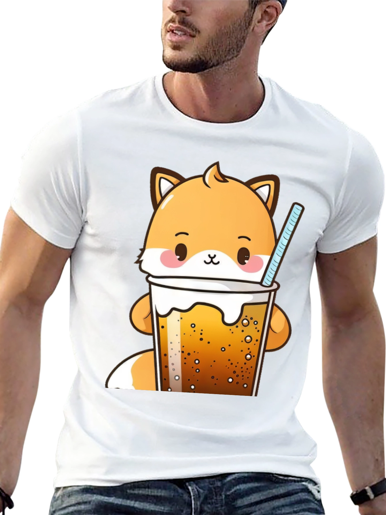 Kawaii Fox Boba Tea T-Shirt Cute Cartoon Design