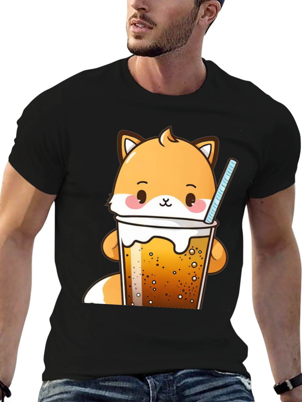 Kawaii Fox Boba Tea T-Shirt Cute Cartoon Design