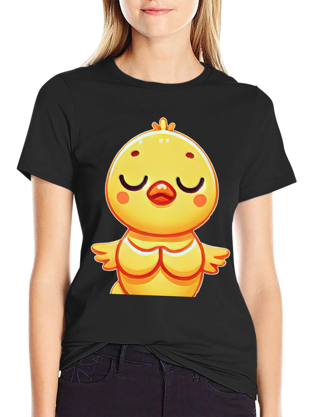 Cute Chick Graphic Tee - Relaxed Fit Black T-Shirt