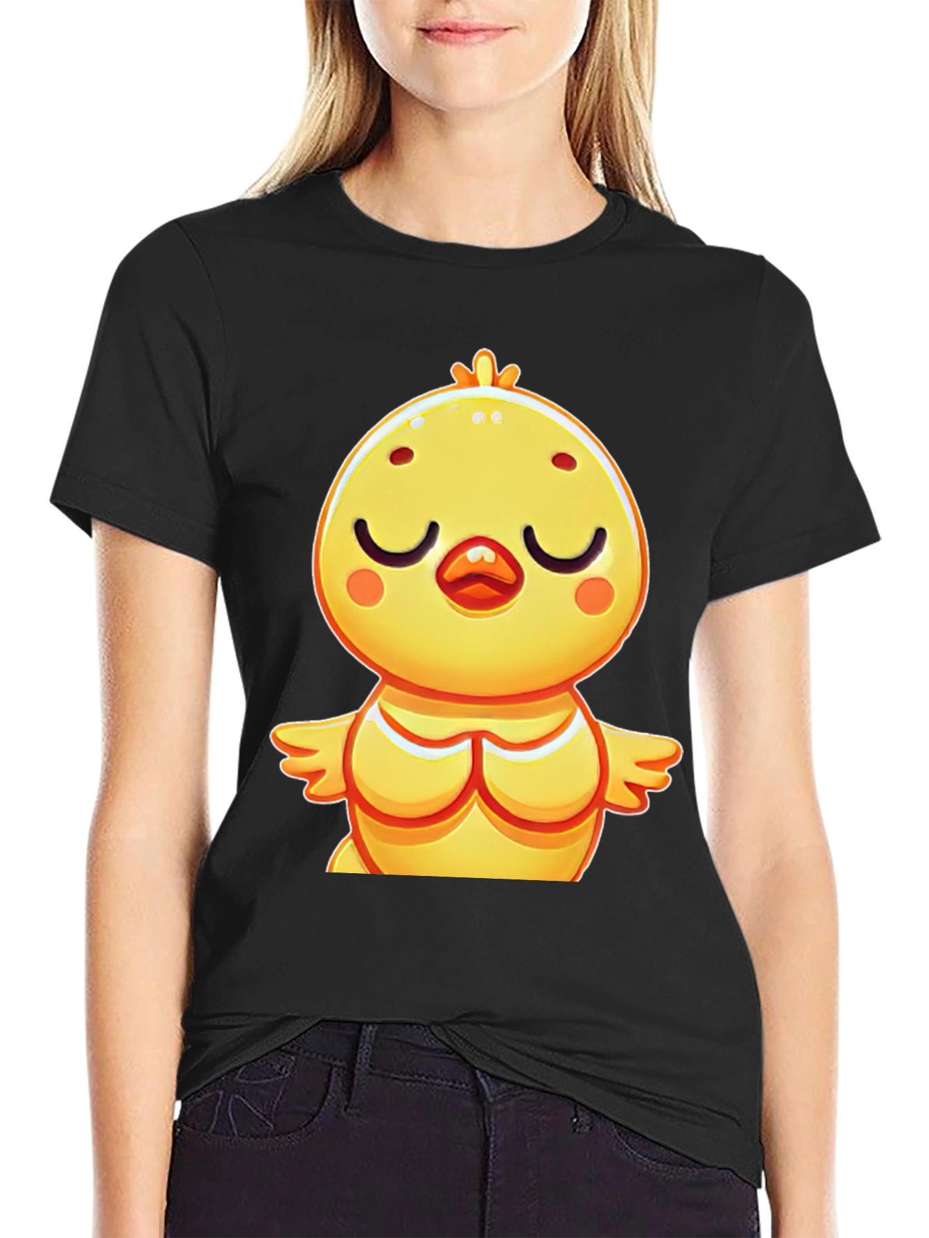 Cute Chick Graphic Tee - Relaxed Fit Black T-Shirt
