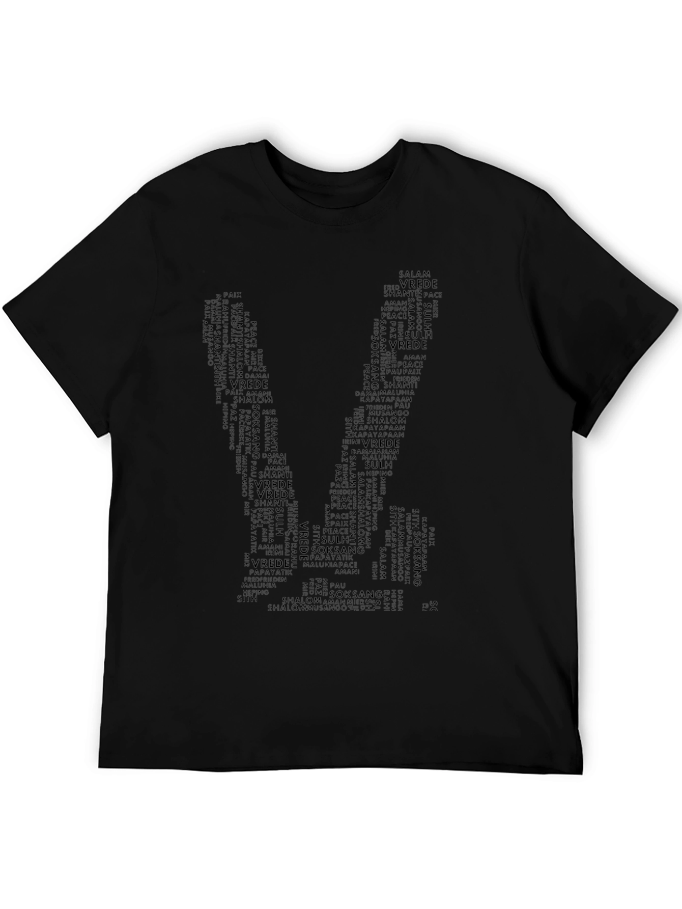 Peace Word Art T-Shirt - Black Graphic Tee