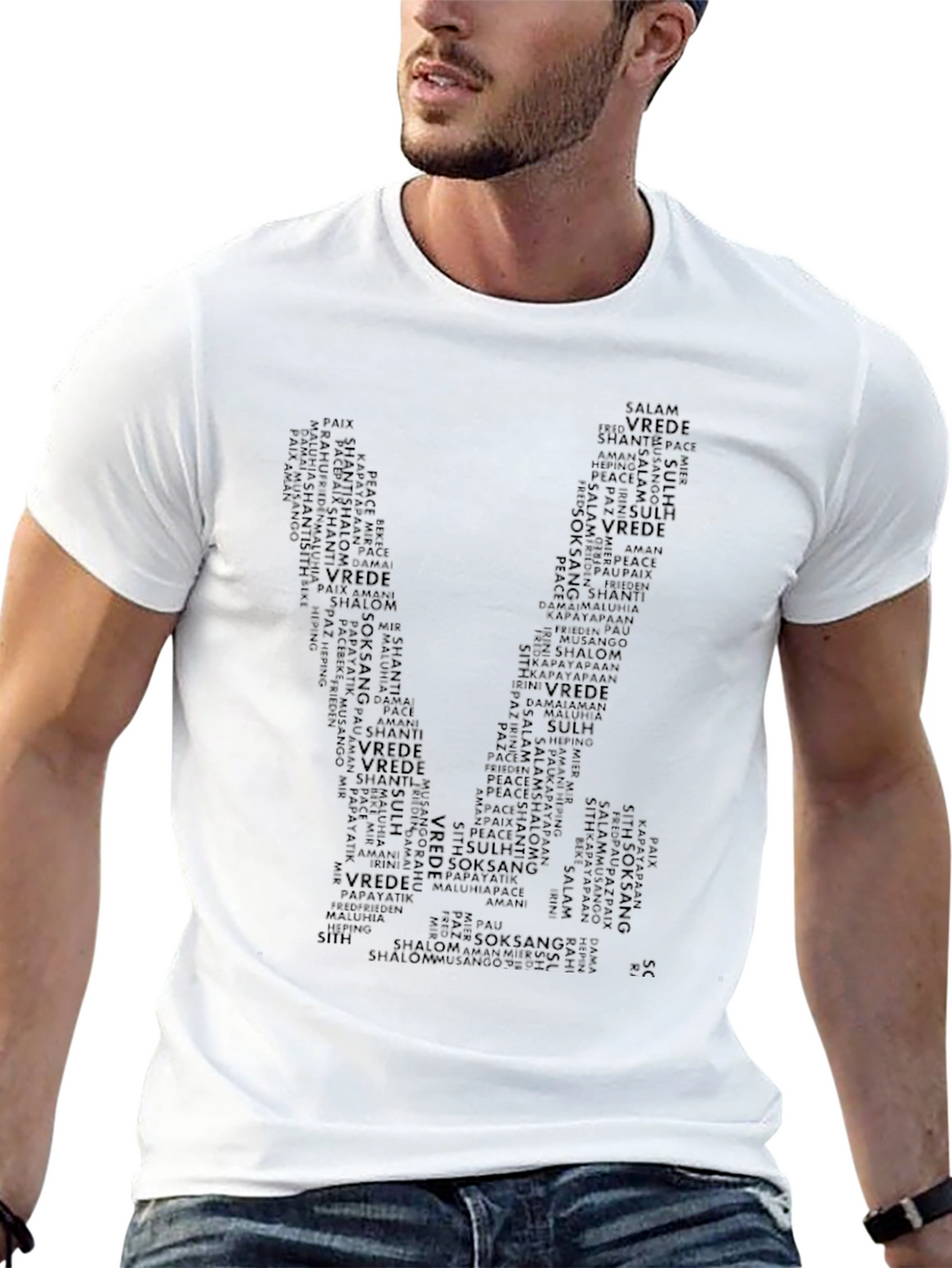 Peace Word Art T-Shirt - Black Graphic Tee