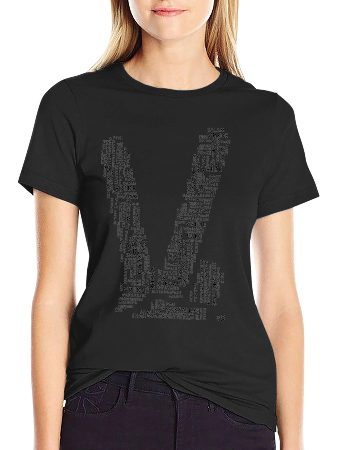 Peace Word Art T-Shirt - Black Graphic Tee