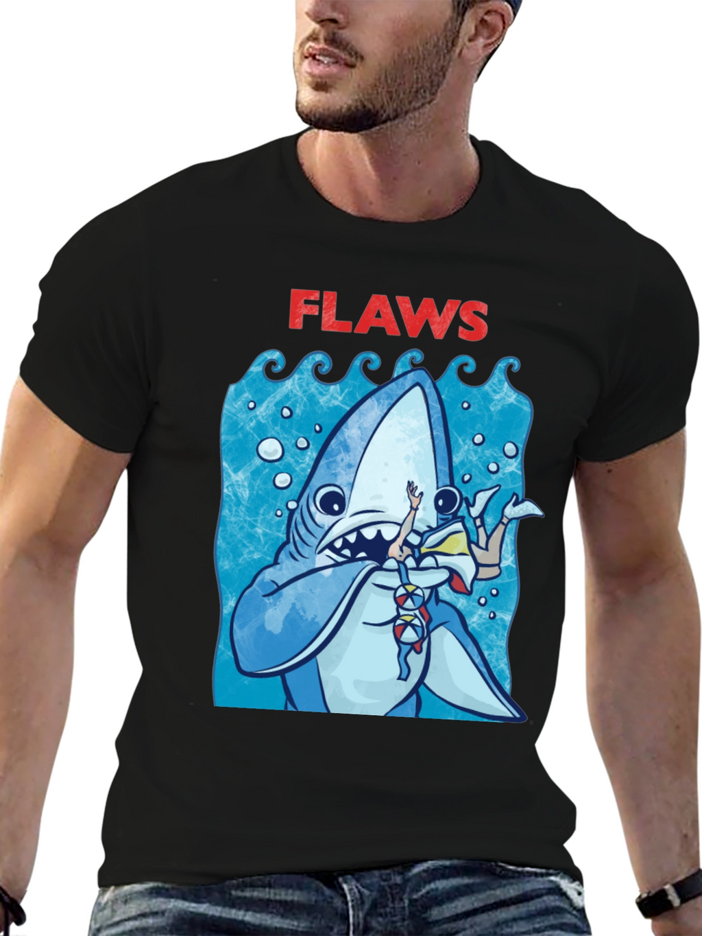 Shark Flaws Graphic Tee - Cartoon Shark Design