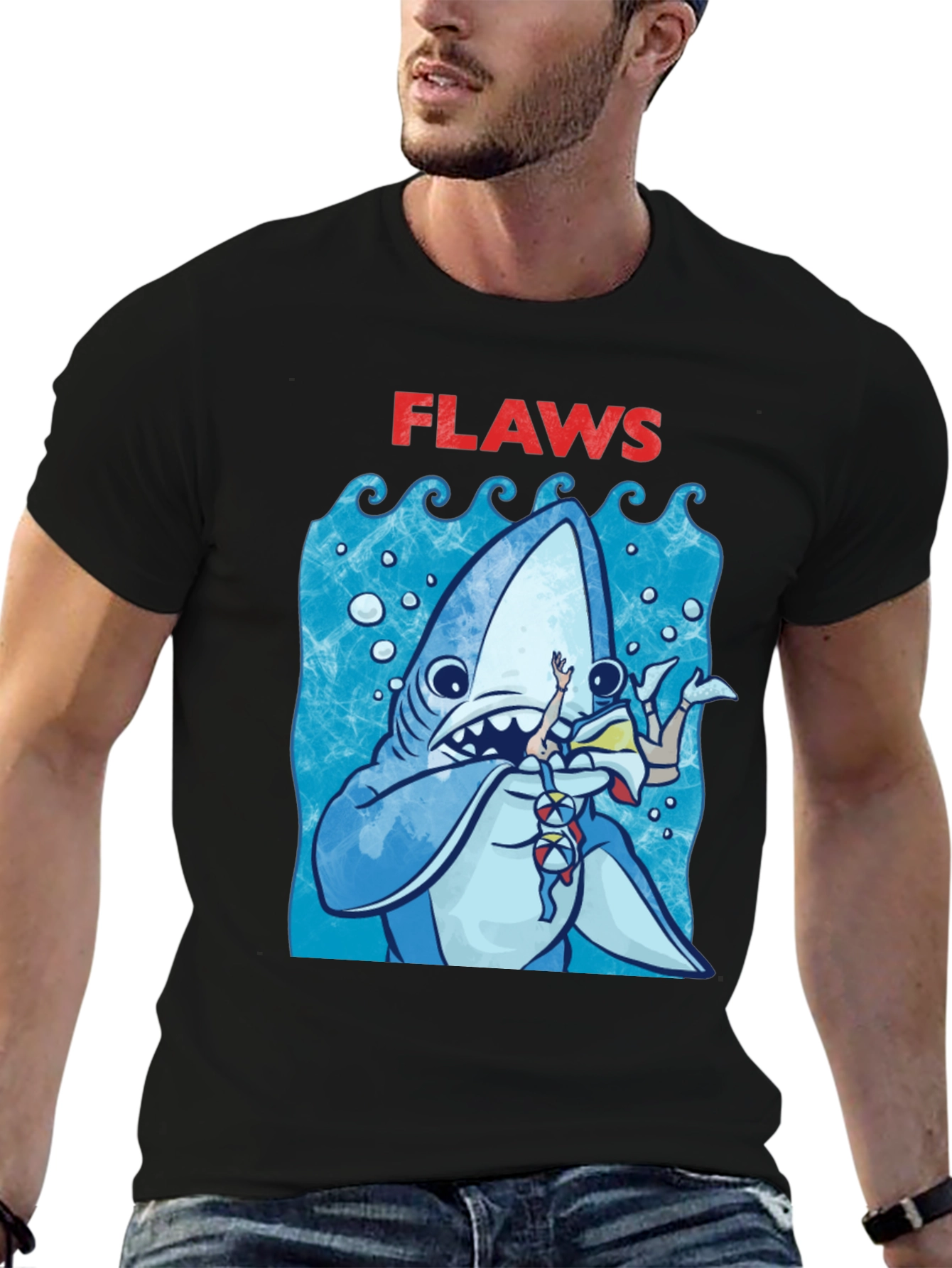 Shark Flaws Graphic Tee - Cartoon Shark Design