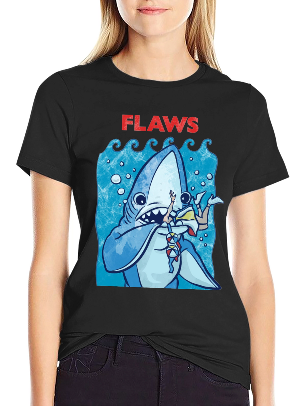 Shark Flaws Graphic Tee - Cartoon Shark Design