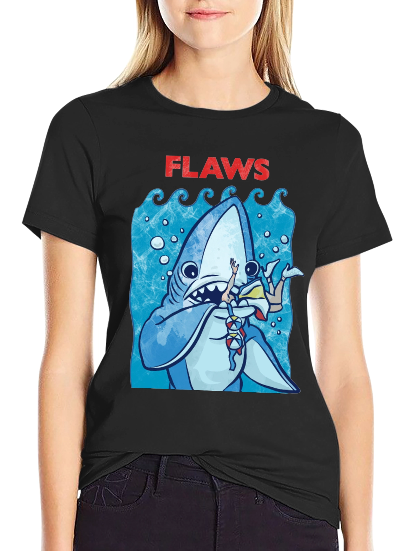 Shark Flaws Graphic Tee - Cartoon Shark Design