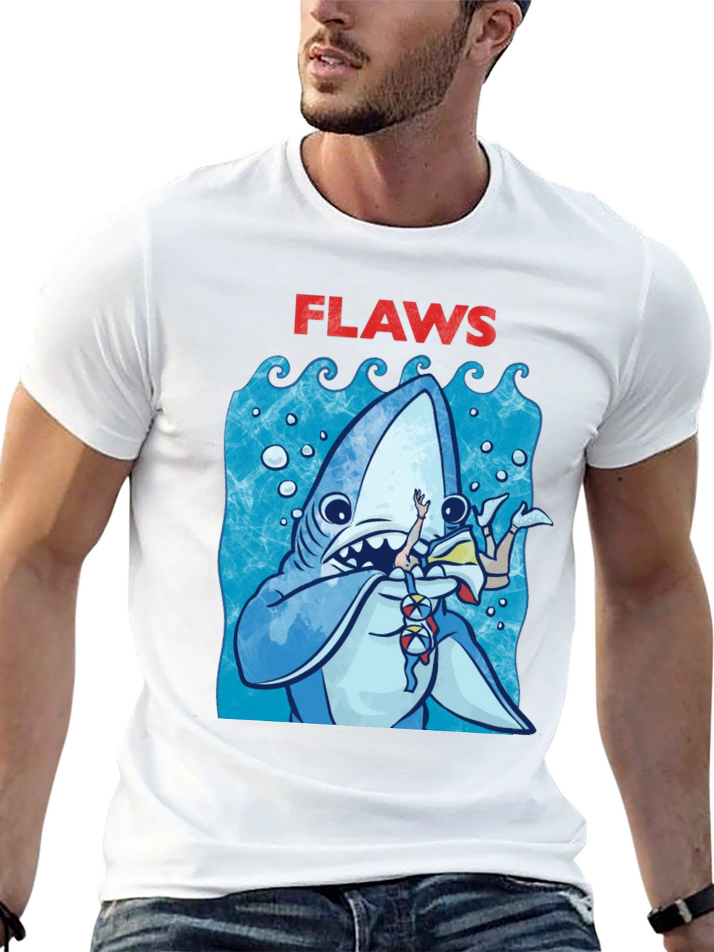Shark Flaws Graphic Tee - Cartoon Shark Design