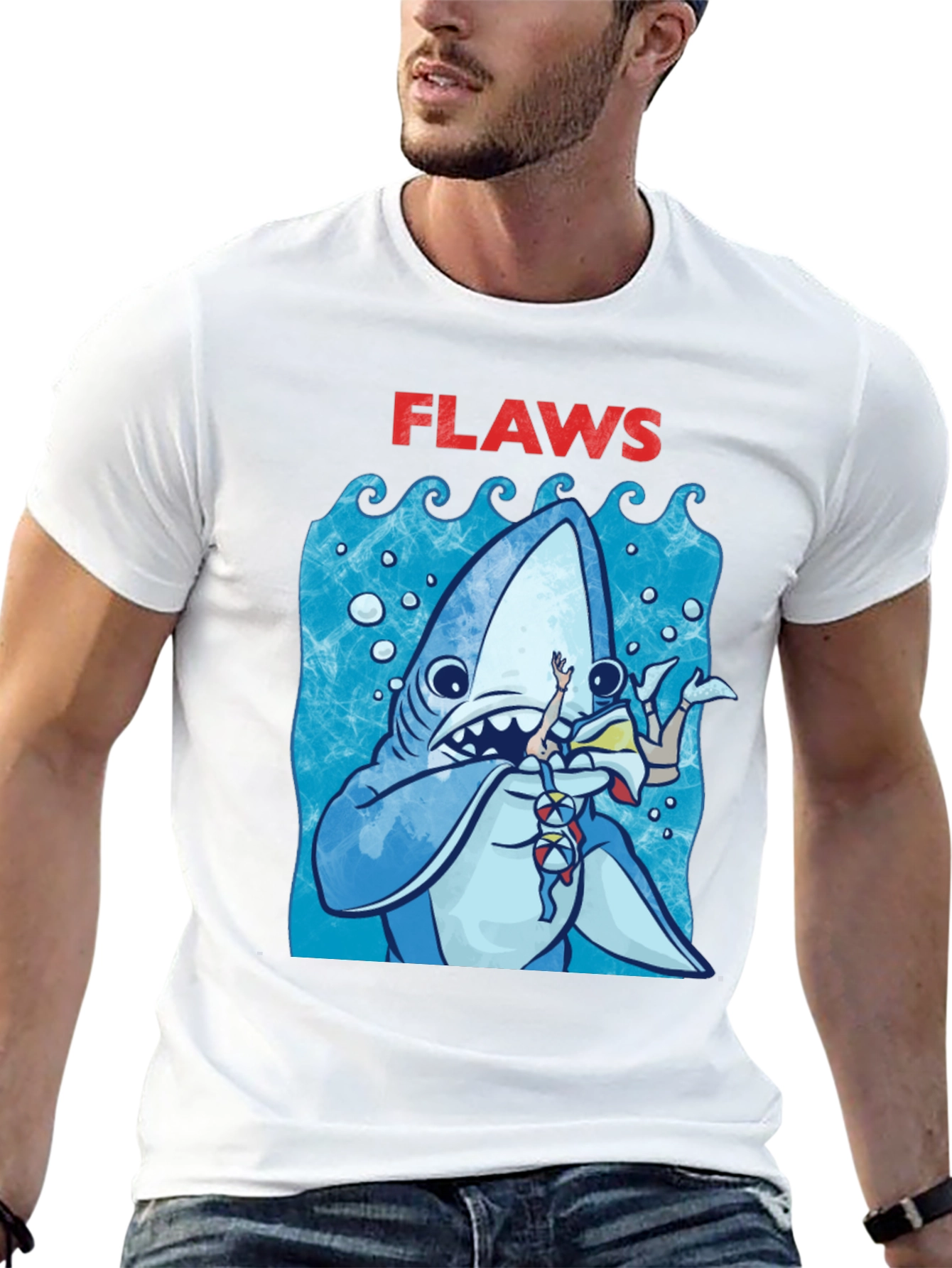 Shark Flaws Graphic Tee - Cartoon Shark Design